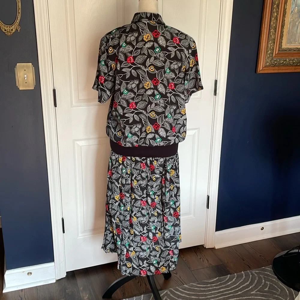 Vintage Alfred Dunner‎ Floral Matching Skirt & Top Set Size 12/14